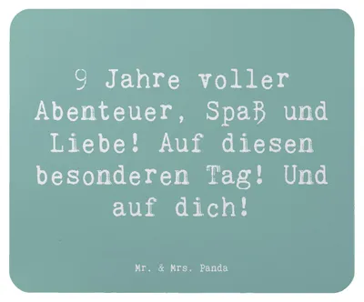 Produktbild von Mr. & Mrs. Panda Mauspad Spruch 9. Geburtstag Abenteuer - Meeresbrise - Geschenk, 9 Jahre, pc mausunterlage, Geburtstagsparty, Geburtstagdeko, Mousepad, Alter, Freude