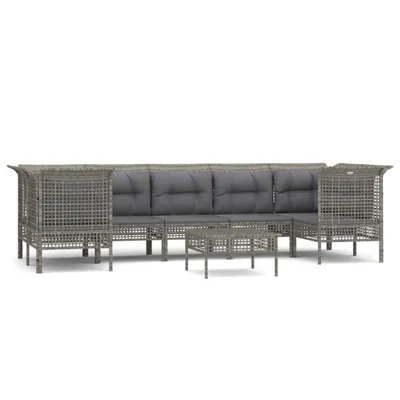 Obrázok produktu pre vidaXL 8-dielna záhradná obývacia súprava s vankúšmi Grey Poly Rattan