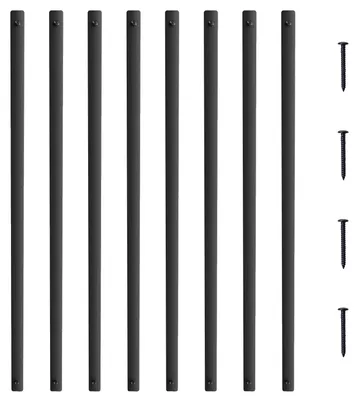 Obrázok produktu pre VEVOR kovové zábradlie na schody, 25 x 5,5 x 820 mm, ploché dekoratívne zábradlie z hliníkovej zliatiny, balenie 51 zábradlí so skrutkami, klasické duté zábradlie