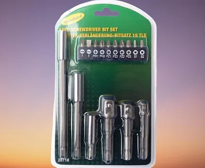 Produktbild von 16 tlg Sechskant Verlängerungs Adapter und Bit Set