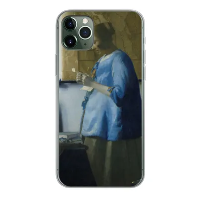 Produktbild von MuchoWow® Handyhülle Schutzhülle Hülle für iPhone 11 Pro Max Frau in Blau liest einen Brief - Gemälde von Johannes Vermeer Silikon Softcase Handy Hülle - Schutz
