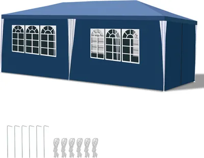 Produktbild von Pavillon Camping Festzelt Wasserdicht Partyzelt Stabiles hochwertiges 3x6m Blau