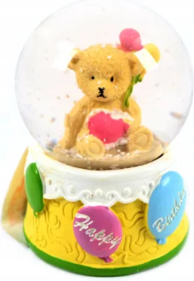 Produktbild von Schneekugel mit Bär 6,5cm Glaskugel Schüttelkugel Geschenk Geburtstag Deko Figur Süß