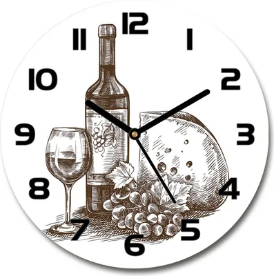 Produktbild von Wanduhr aus Glas 30fi Glasbild Glasuhr Gehärtetes Glas - schwarze-zeiger - Wine and snacks