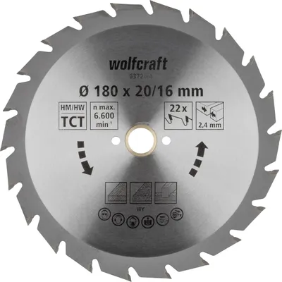 Produktbild von Wolfcraft Kreissägeblatt Serie grün Ø 180 mm Bohrung Ø 20 mm