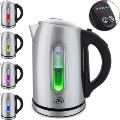Produktbild von Wasserkocher Edelstahl 1,7L, 2200W, LED 60-100°C mit Warmhaltefunktion
