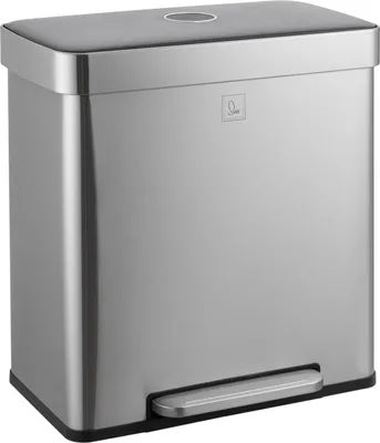 Produktbild von SVITA LT2X30 Mülleimer 60l Treteimer 2 Fächer mit Deckel Silber
