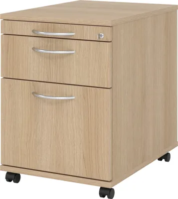Produktbild von bümö office Rollcontainer - mit Hängeregistratur - Nachbildung: Eiche, Griff: Bogengriff (Metall)