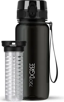 Image de Gourde uberBottle crystalClear avec compartiment à fruits, 650 ml / Noir onyx / 720DGREE