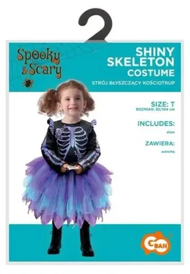Immagine prodotto di Costume per bambini, scheletro scintillante, taglia 92/104 - Godan