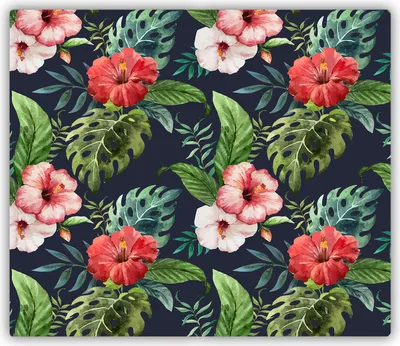 Produktbild von Tulup Glas Herdabdeckplatte Glaskeramikkochfeld-Abdeckung Spritzschutz Glasabdeckplatte Kochplattenabdeckung und Schneidebrett - Einteilig - 60x52 cm Tropische Blumen
