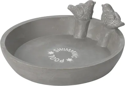 Produktbild von mucHome Vogeltränke aus Beton, Ø 23,5 cm Vogelbad Wassertränke Gartendeko mit 2 Vögeln Futterstelle Wasserstelle