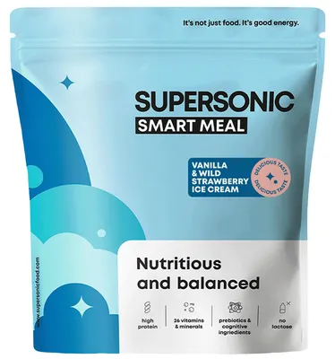 Produktbild von SUPERSONIC Smart Meal Trinkmahlzeit Vanille-Erdbeere 1300 g – 33 g Eiweiß pro 100 g, 26 Vitamine & Mineralstoffe, laktosefrei