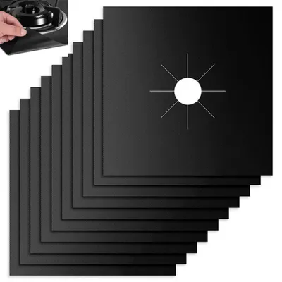 10er-Pack Gasherd-Abdeckungen, 27x27 cm, hitzebeständig, schwarz