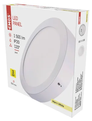 LED Panel 224mm, rund, Deckenleuchte weiss, 18W warmweiss