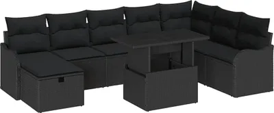 Produktbild von vidaXL Gartensofa-set 9 stk. Schwarz Poly-Rattan