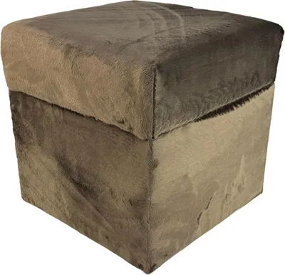 Produktbild von Velvet-Hocker MINKY 40x40 cm quadratisch mit Stauraum – aufklappbarer Polsterhocker aus Samtstoff – Braun