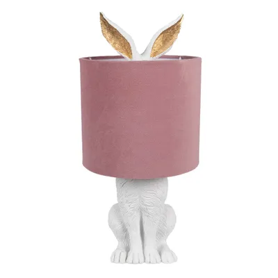 Zdjęcie produktu dla Clayre & Eef Lampa stołowa Królik Ø 20x43 cm Biały różowy polyresin