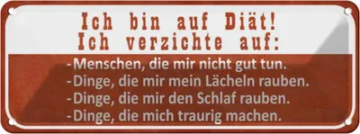 Produktbild von vianmo Blechschild 10x27 cm ich bin auf Diät verzichte Dekoration Spruch Zitat