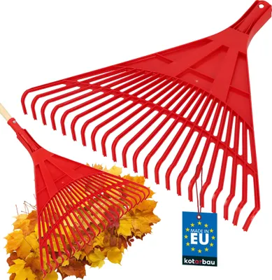 Produktbild von KOTARBAU® Laubrechen Kunststoff 50 cm ohne Stiel Extra Click Heurechen Laubharke Rechen für Herbstlaub & Heckenschnitt Gartenrechen Kunststoff Rot
