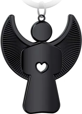 Produktbild von FABACH Schutzengel Schlüsselanhänger Pikto mit Herz - Edler Engel Anhänger aus Metall in glänzendem Schwarz - Geschenk Glücksbringer Auto Führerschein - Fahr vorsichtig