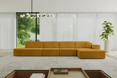 Produktbild von ALTDECOR Ecksofa in L-Form IREA-L3-v4 412x165x77 cm Senfgelb Corner Sofa Eckcouch Couch Wohnlandschaft Cauchsofa