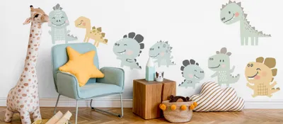 Produktbild von Muralo Wandsticker Mrchenhaft gefrbte Dinosaurier 100 x 200 cm Wandtattoo Wanddeko Aufkleber Set Kinderzimmer XXL
