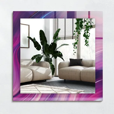 Zdjęcie produktu dla Abstrakcyjne kolorowe fale – Lustro Prostokątne z Printem 60x60 cm – Nowoczesne – Dekoracyjne Na Ścianę
