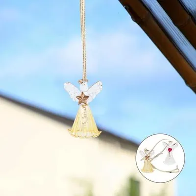 Produktbild von Kristallengel-Windspiel mit Sonnenfängerfunktion für Wohnraum und Garten, 2 Stück, mit klaren Anhängern