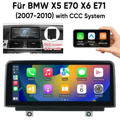 Produktbild von Junsun 10.25 Zoll LINUX Autoradio für BMW X5 E70 X6 E71 (2007–2010) CCC – Kabelloses CarPlay & Android Auto, iDrive, Bluetooth, WLAN, AHD