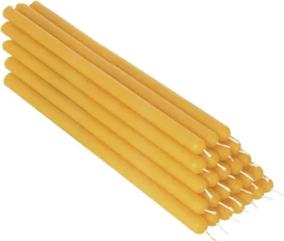 Produktbild von 25x Gelbe Bienenwachs 21cm Tafelkerze Ritualkerze Osterkerzen Farbig 36342