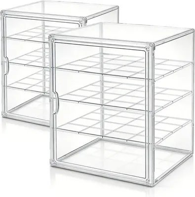 Imagen del producto de Vitrina de acrílico transparente, 40 x 30 x 25 cm, 2 unidades, ideal para colecciones