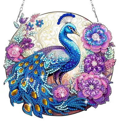 Immagine prodotto di Set per creare decorazioni con cristalli a forma di fiori e pavone, ideale per adulti e bambini. Perfetto per creare decorazioni da appendere alle finestre