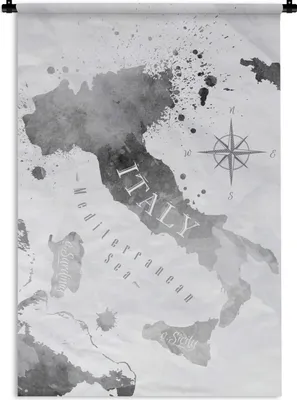Produktbild von MuchoWow® Wandteppich Wandbehang Italien - Karte - Aquarell 90x135 cm Tapisserie Dekoration Wandtuch - Baumwolle - Wandskulptur
