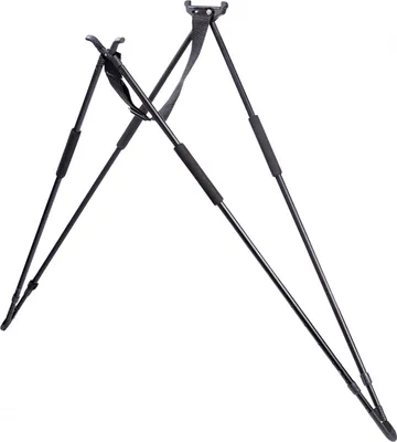 A black tripod with three legs and padded grips, shown against a white background.