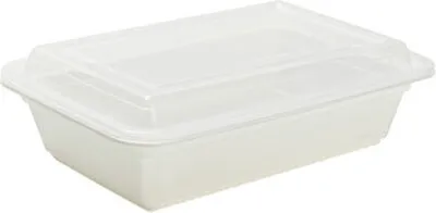 Produktbild von 50x Menüboxen aus PP wiederverwendbar mit Deckel ungeteilt weiß 22x15x6.5cm