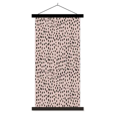 Produktbild von MuchoWow® Textilposter Polka dots - Rosa - Schwarz 40x80 cm mit schwarzem Rahmen - Wandemalerei