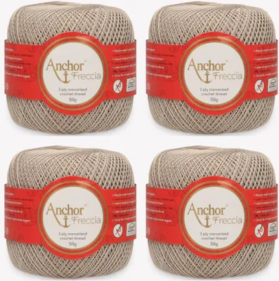 Produktbild von 4x Anchor Freccia 12 – mercerisiertes Baumwollgarn für feine Häkelnadeln (Farbe 00590)