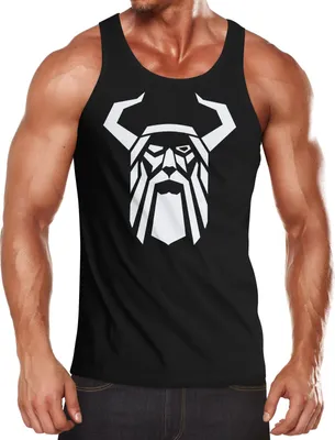Produktbild von Herren Tank-Top Odin Helm Krieger Valhalla Fashion Streetstyle Muskelshirt Muscle Shirt Neverless® schwarz XXL