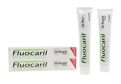 Obrázek produktu pro Balení bělících zubních past Fluocaril bi-fluoré menta, 2x 75 ml