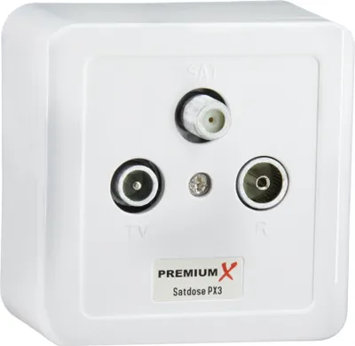 Produktbild von PremiumX PX3 Antennendose 3-Fach Enddose Antennen-Dose Aufputz Unterputz