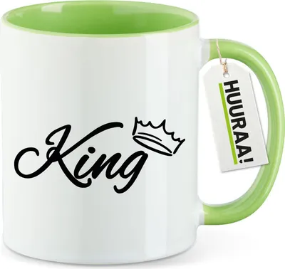 Produktbild von Huuraa Kaffeetasse King Krone 330ml Grün Keramik Kaffeebecher Geschenkidee