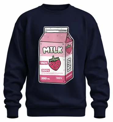 Productafbeelding van Aardbeienmelk, Japan, Kawaii, Anime, Y2K, Otaku, Trui, Marineblauw, XL