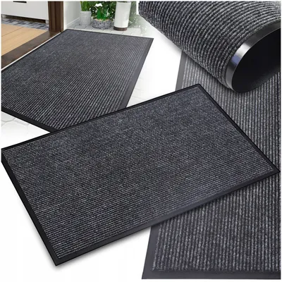 Produktbild von Schmutzfangmatte Fußmatte Grau 50x80 cm für Innen & Außen Waschbar Robust Rutschfest Saugfähig Wetterfest