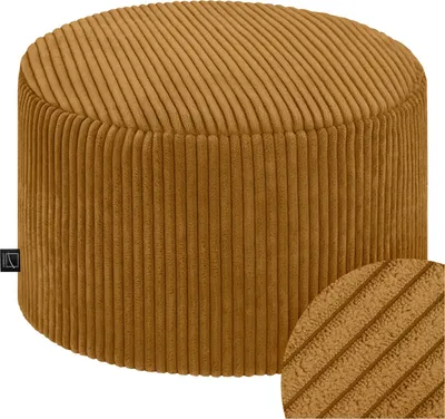 Produktbild von Domarex Sitzpouf rund Ø45x25 cm,Pouf Hocker Wohnzimmer & Schlafzimmer, Fußhocker modern, rutschfest, Komfortabel &  Poland, Honigfarbe