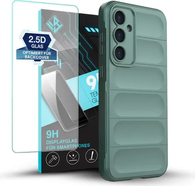 Produktbild von Handy Hülle für Samsung Galaxy S23 FE mit 9H Displayglas Displayschutz Plus Grip Case Cover Schutzhülle Softgrip Farbe: Grün
