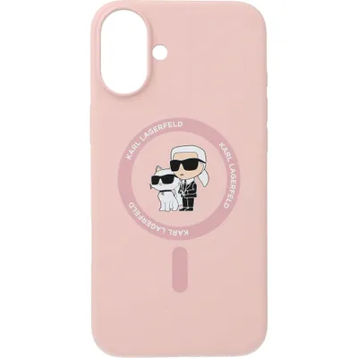 Produktbild von Handyhülle für iPhone 16 Plus, Karl Lagerfeld Hard Case Silicone Karl & Choupette Heads Ring MagSafe Rosa