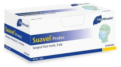 Produktbild von Suavel® Protec, OP-Maske mit elastischen Ohrschlaufen, blau, Typ IIR, 1 Packung = 50 Stück