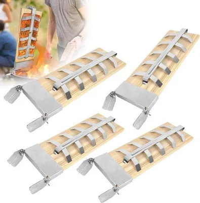 Productafbeelding van 4x Rookplanken voor Zalm met Verstelbare Houder voor Grillen en Barbecue