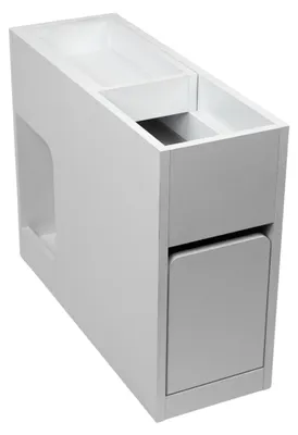 Imagen del producto de INNOVAHOME Mesa Auxiliar Estrecha 25x70x55 cm Mesa para Sofá con Cajón y Organizador Blanco Mate